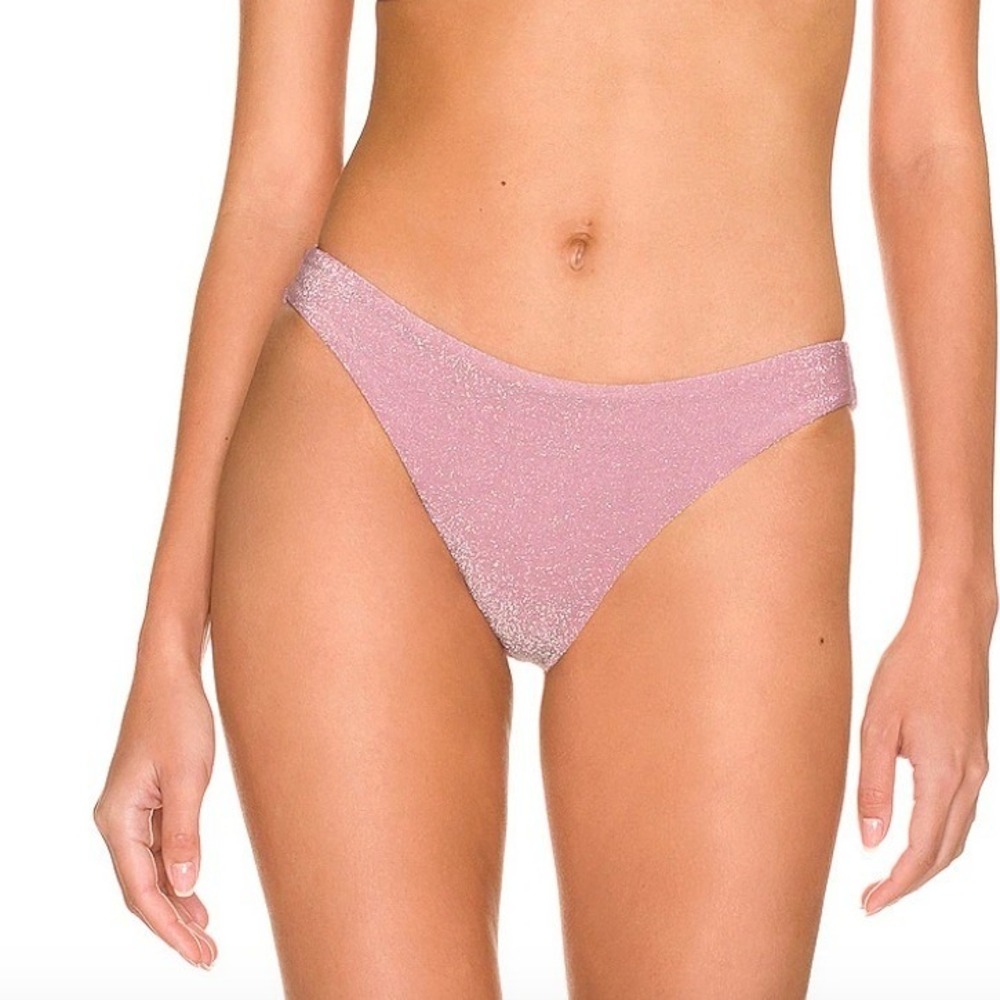 MIKOH Lurex Papara Bikini Bottom in Berry